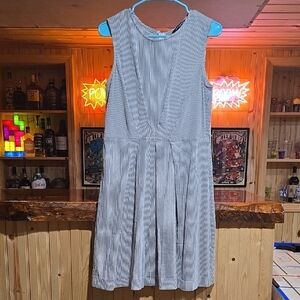 🔸️5/$25🔸️ Sharagano Navy Blue and White Striped Dress